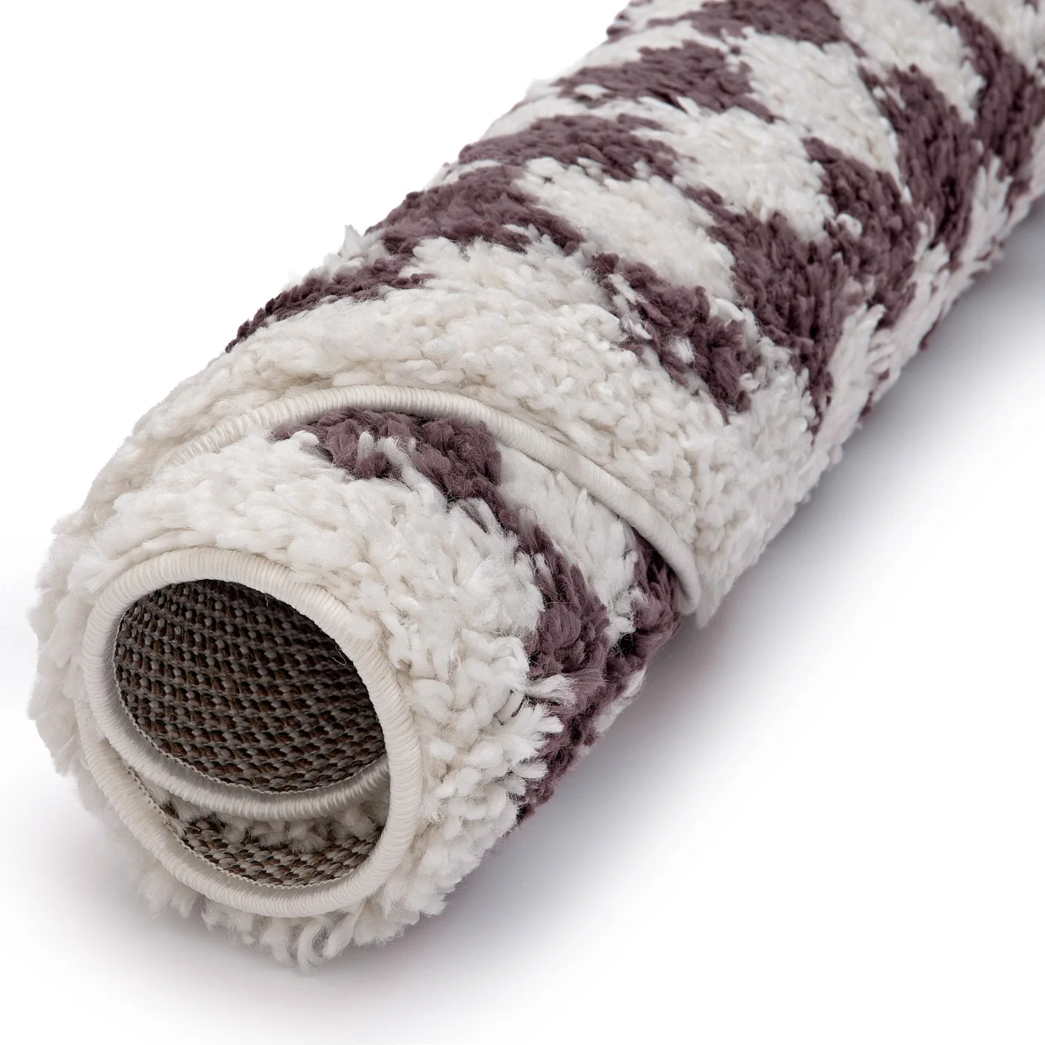 Moodi Shaggy Purple Mosscheck Rug - Image 11