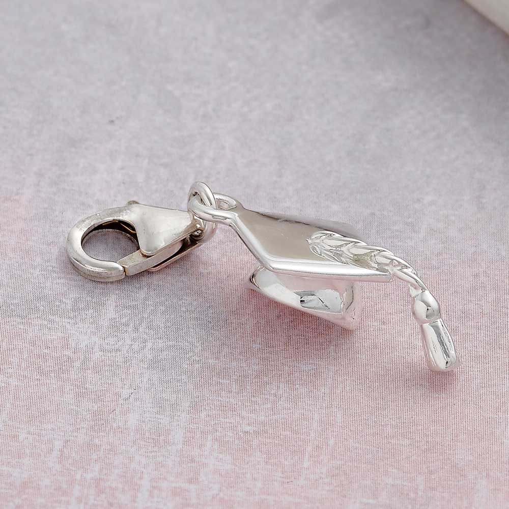Mortar Board Graduation Cap Personalised Silver Charm - Image 5