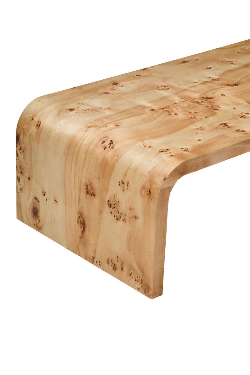 Natural Burl Wood Curved Coffee Table with Smooth Curved Edges, Mota - Image 11
