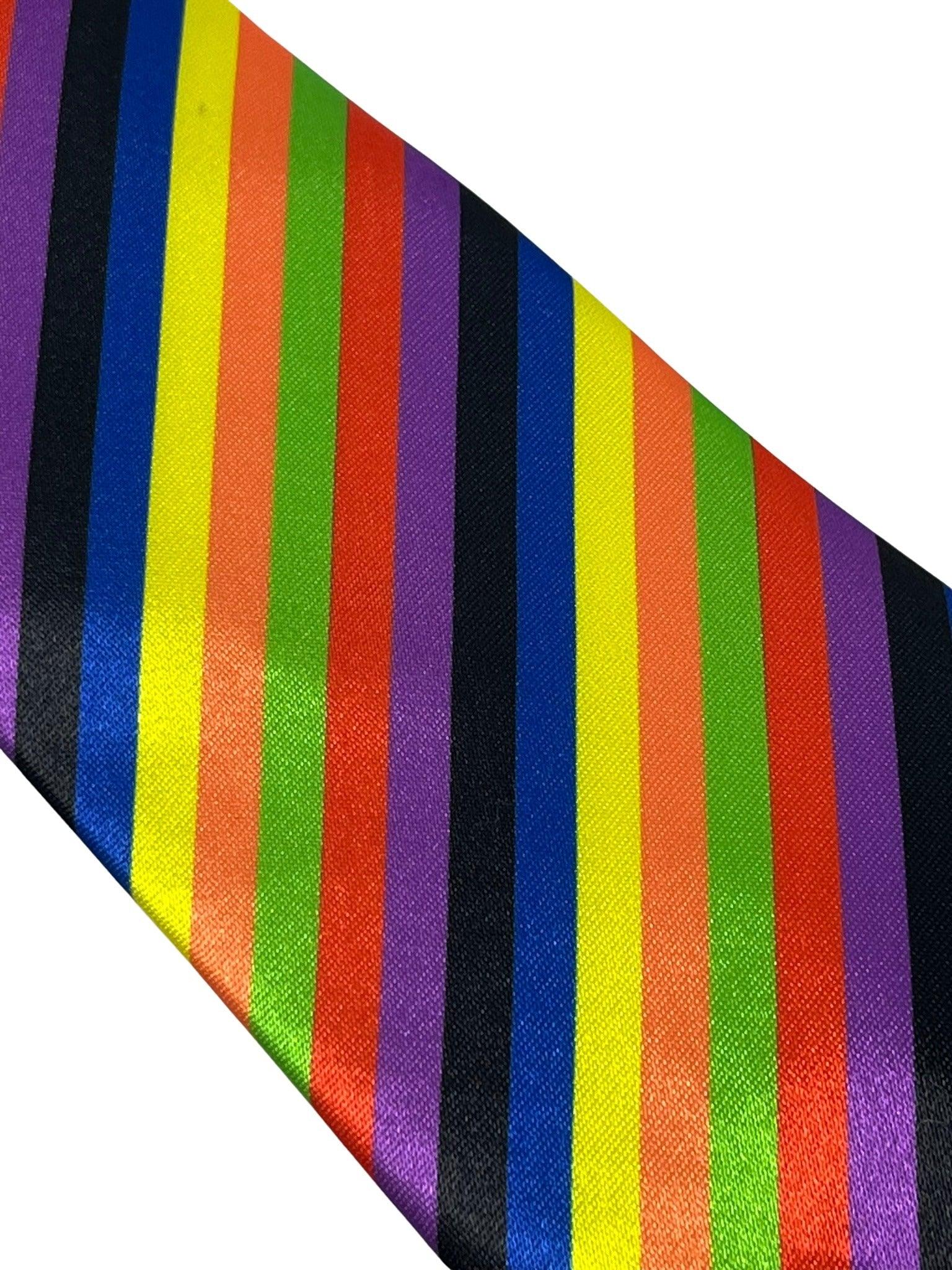 Multicoloured rainbow stripe tie - Image 3