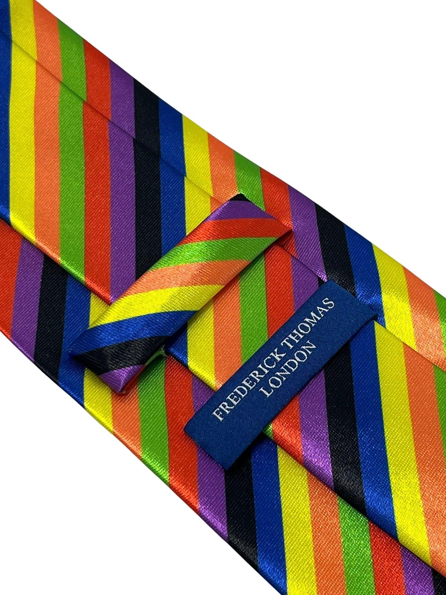Multicoloured rainbow stripe tie - Image 4
