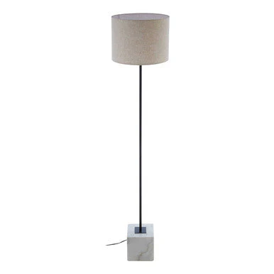 Murdoch Natural Linen Shade With White Marble Base Floor Lamp - Image 4