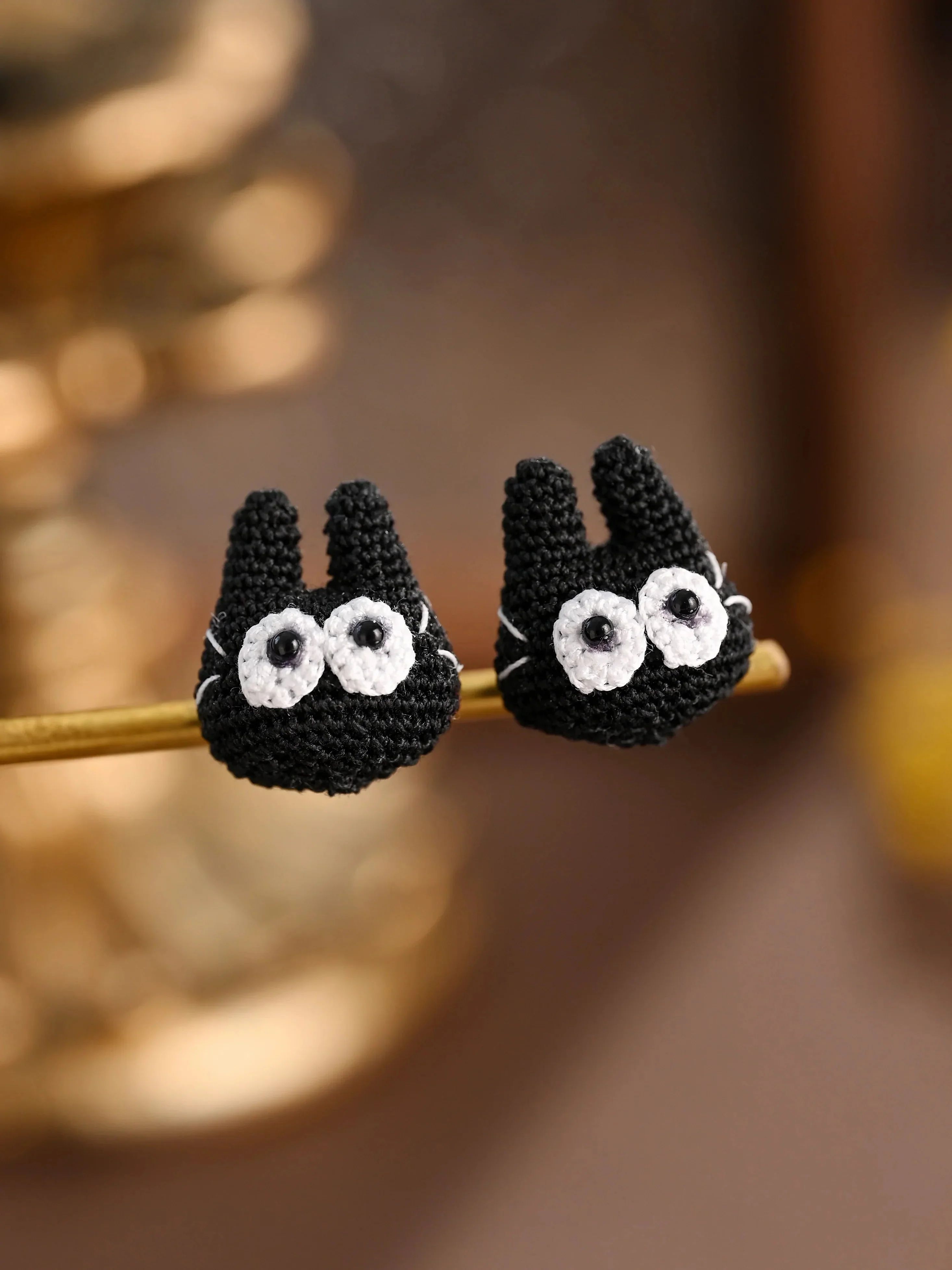 Mystery Black Cat Micro Crochet Earrings – Tiny Handmade Familiar With Big Personality - Image 2