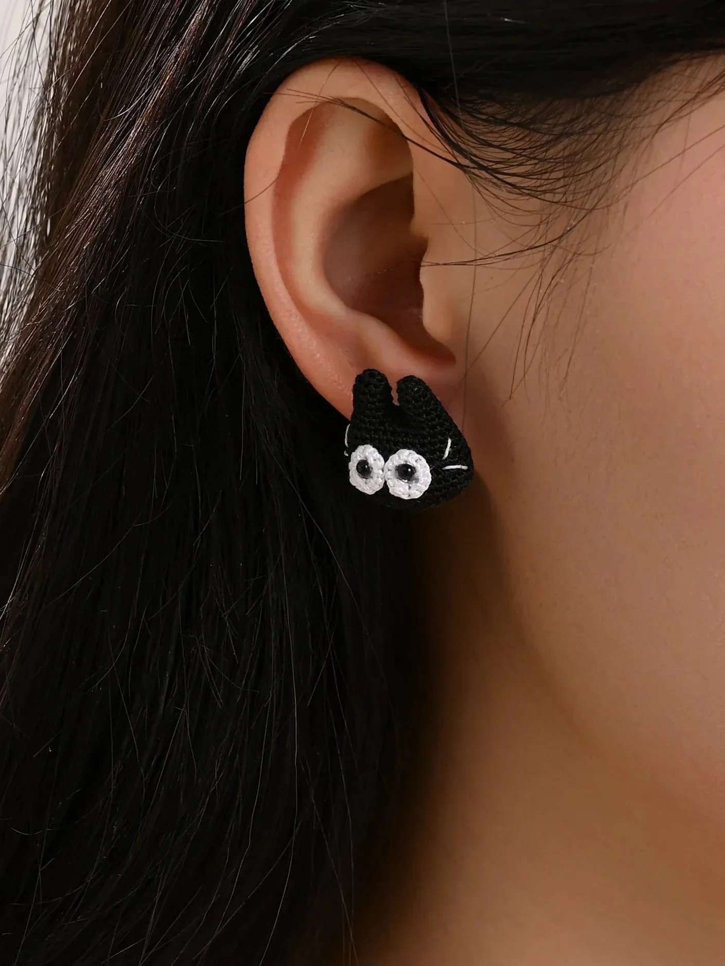 Mystery Black Cat Micro Crochet Earrings – Tiny Handmade Familiar With Big Personality - Image 3
