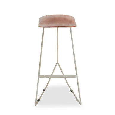 Nandri Acacia Wood with Antique Silver Frame Bar Stool - Image 2
