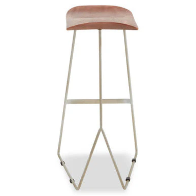 Nandri Acacia Wood with Antique Silver Frame Bar Stool - Image 6