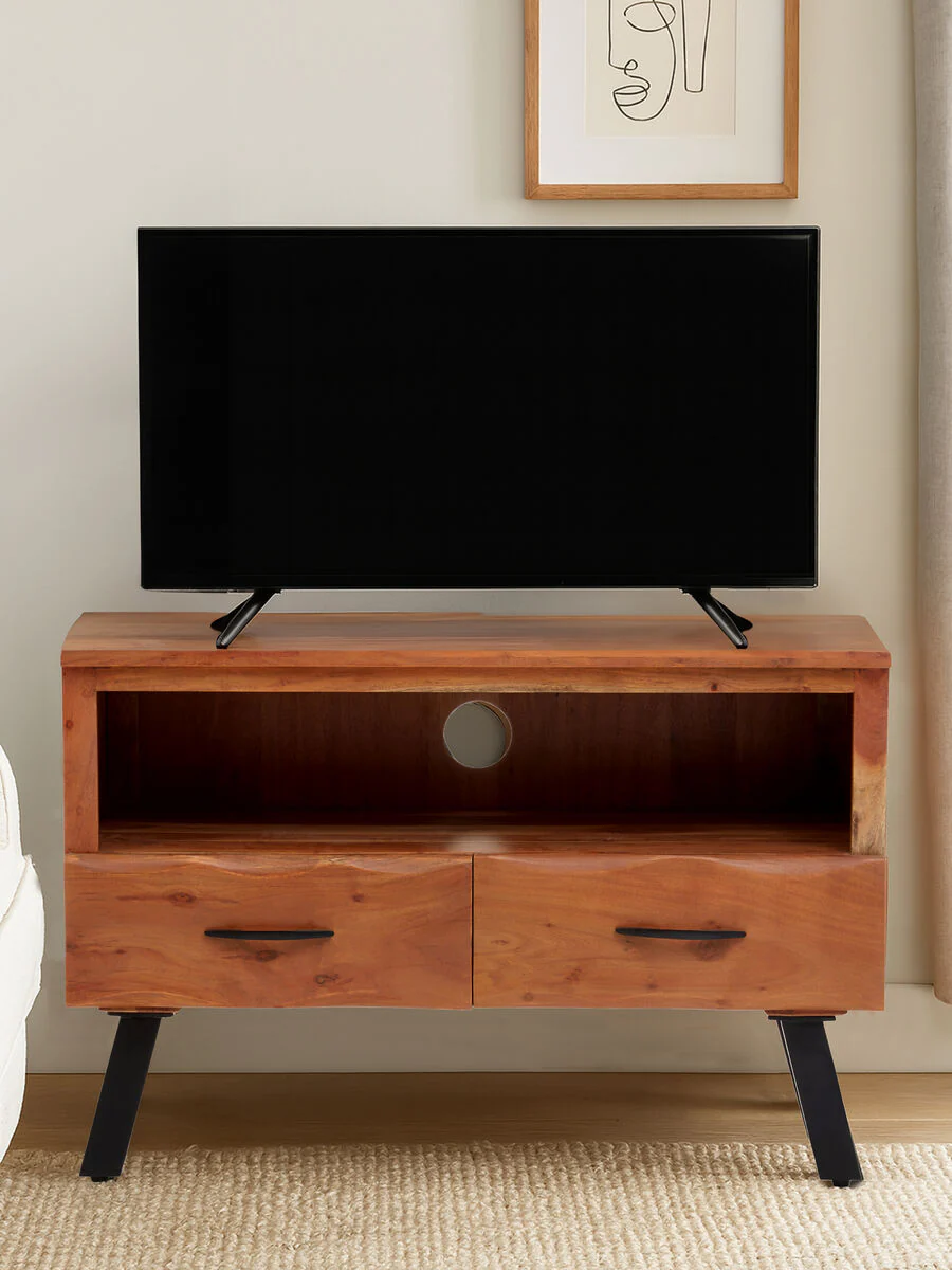 Nashik Two Drawer Acacia Media Unit - Image 3