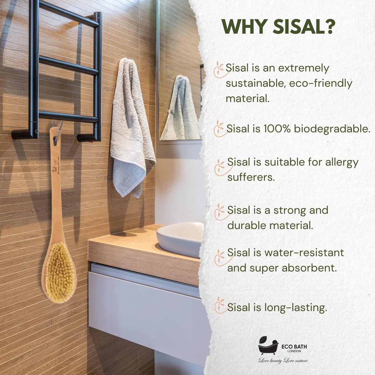 Natural Sisal or Bristle Body Brush for Dry Brushing and Showers - Image 4