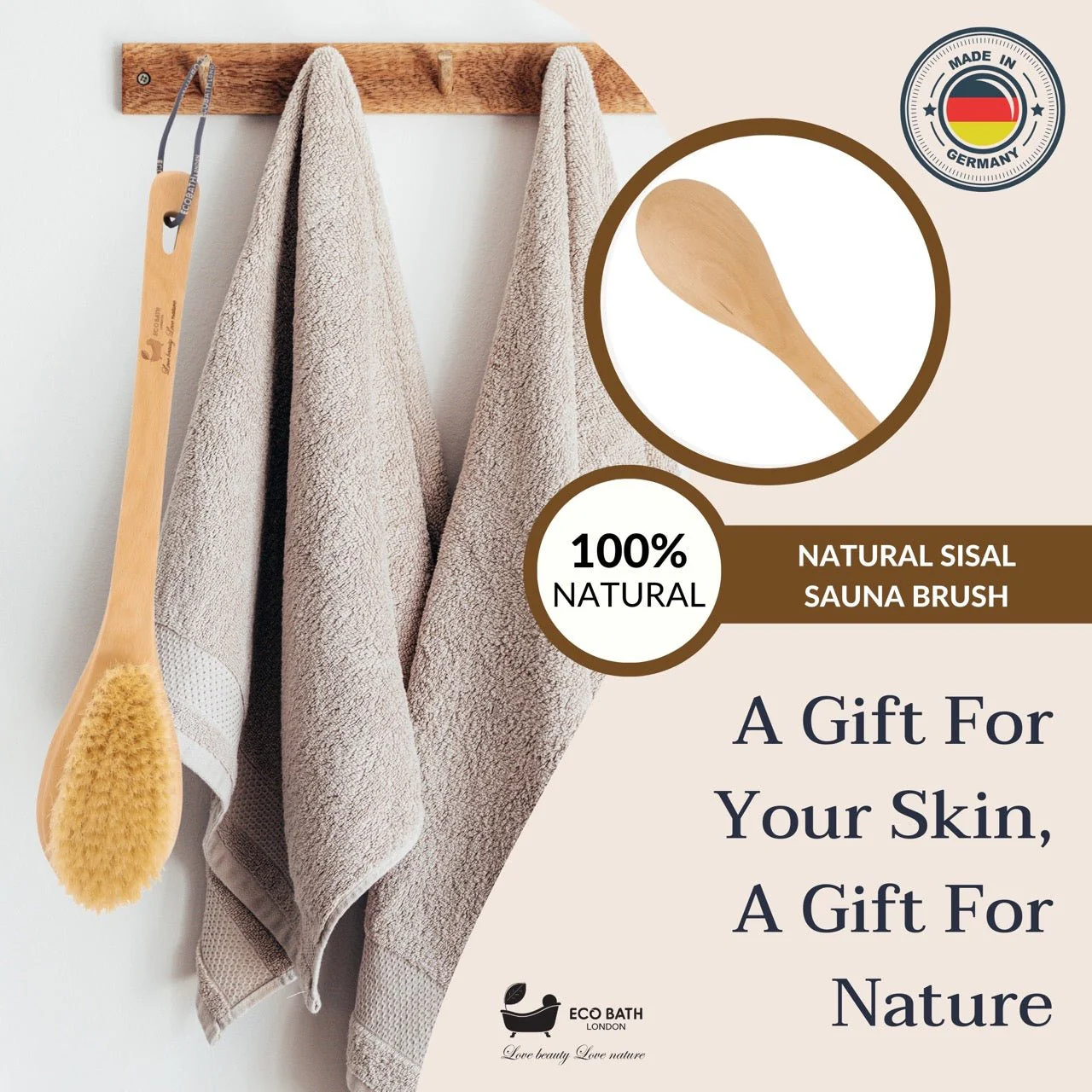 Natural Sisal or Bristle Body Brush for Dry Brushing and Showers - Image 7