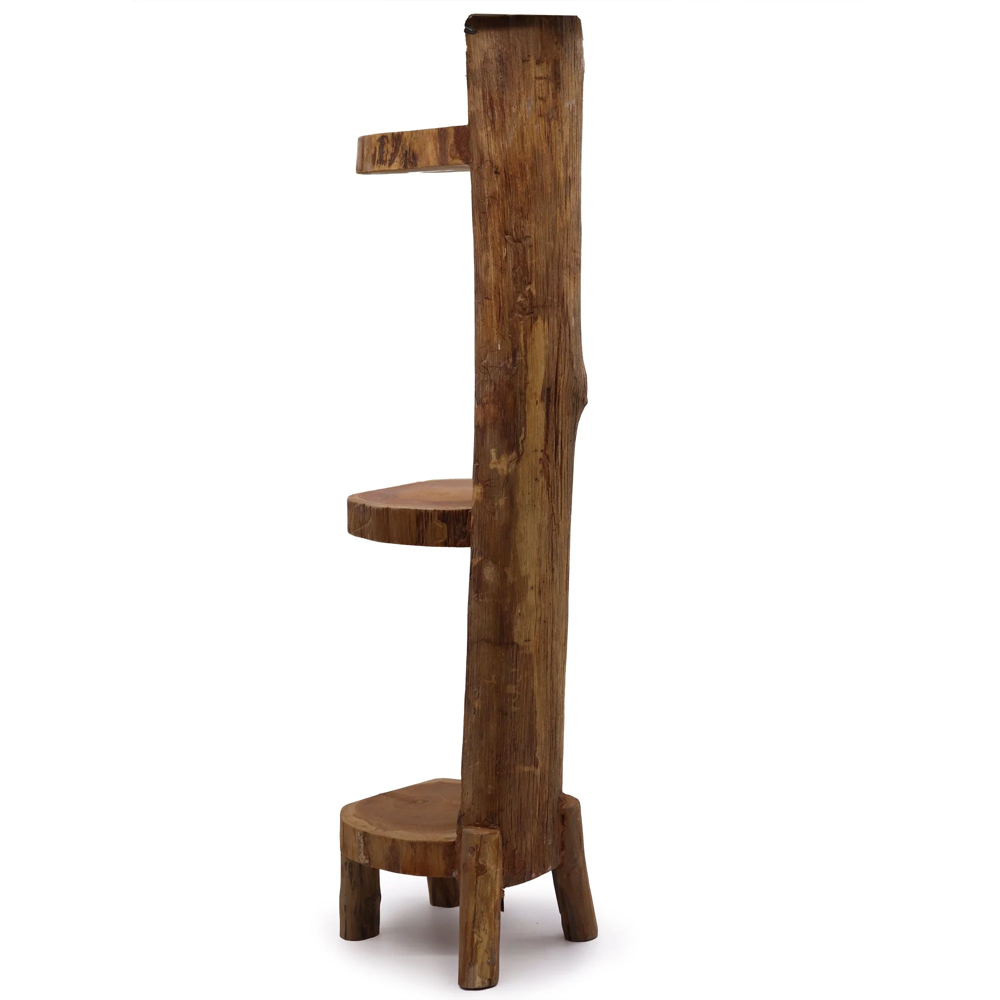 Natural Teak Log Shelve Display 3 Shelves 100cm high - Image 2