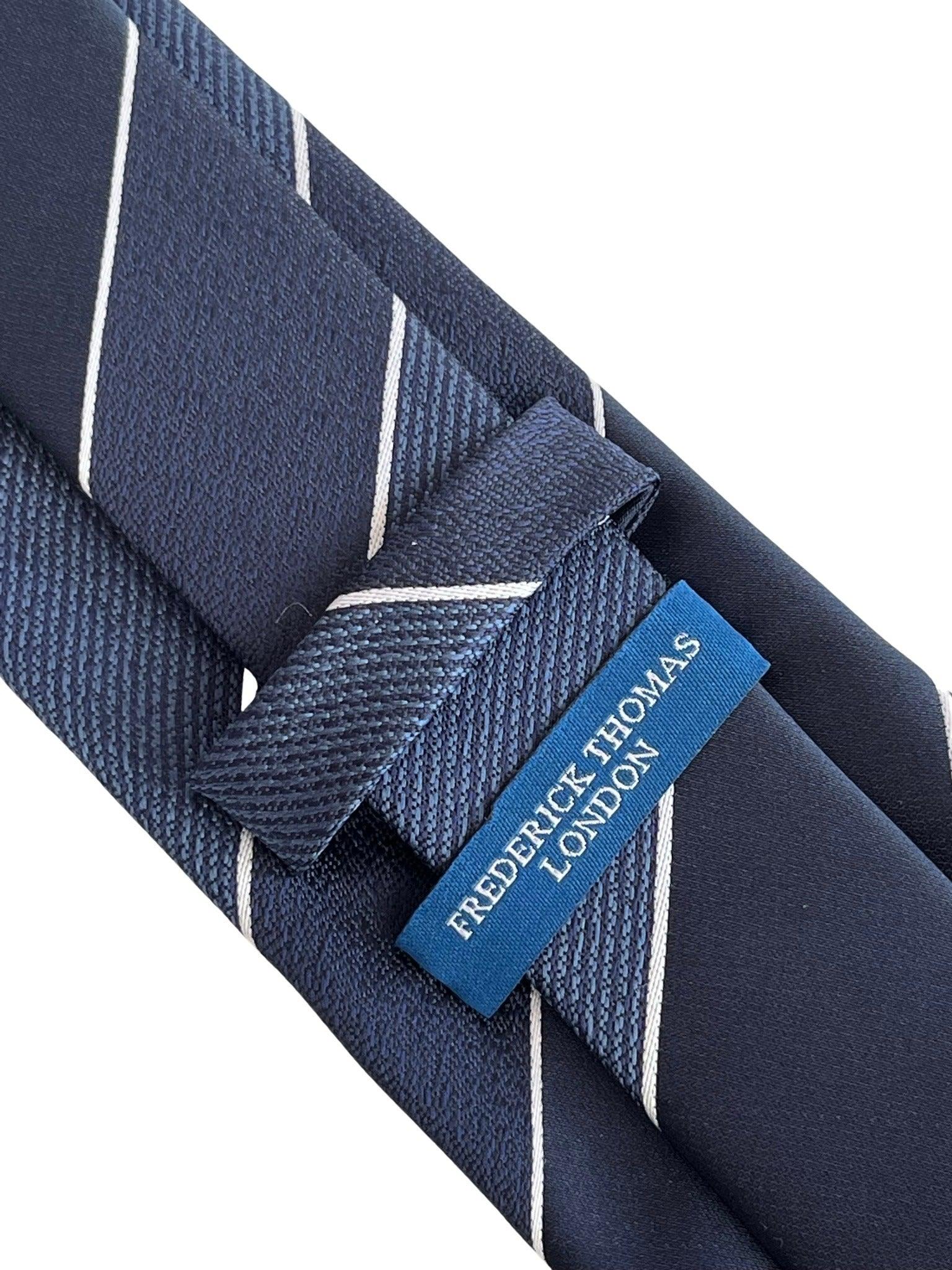 navy and medum blue classic club striped design tie - Image 3