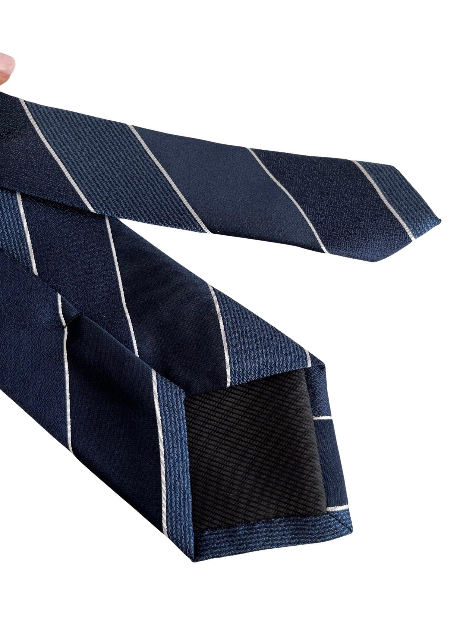 navy and medum blue classic club striped design tie - Image 4