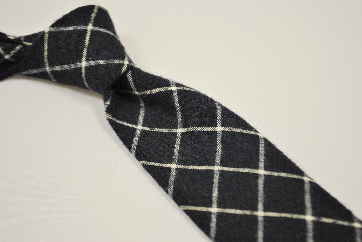 navy and white check wool tie - Image 2