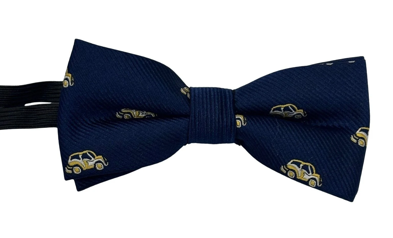 navy blue children's bow tie with yellow taxi car design - Image 2