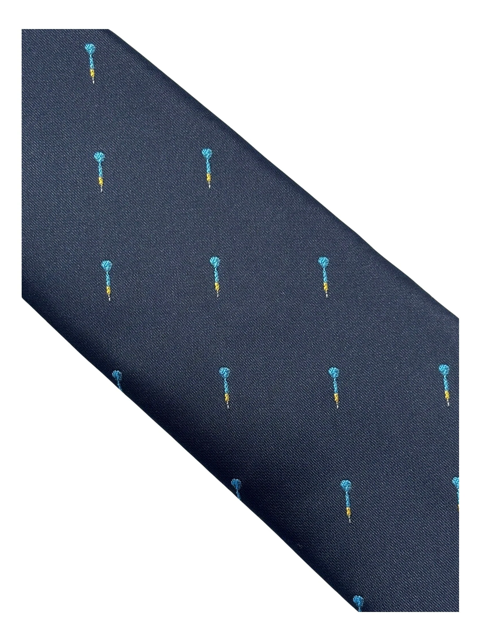 Navy blue mens tie with darts design - Image 3