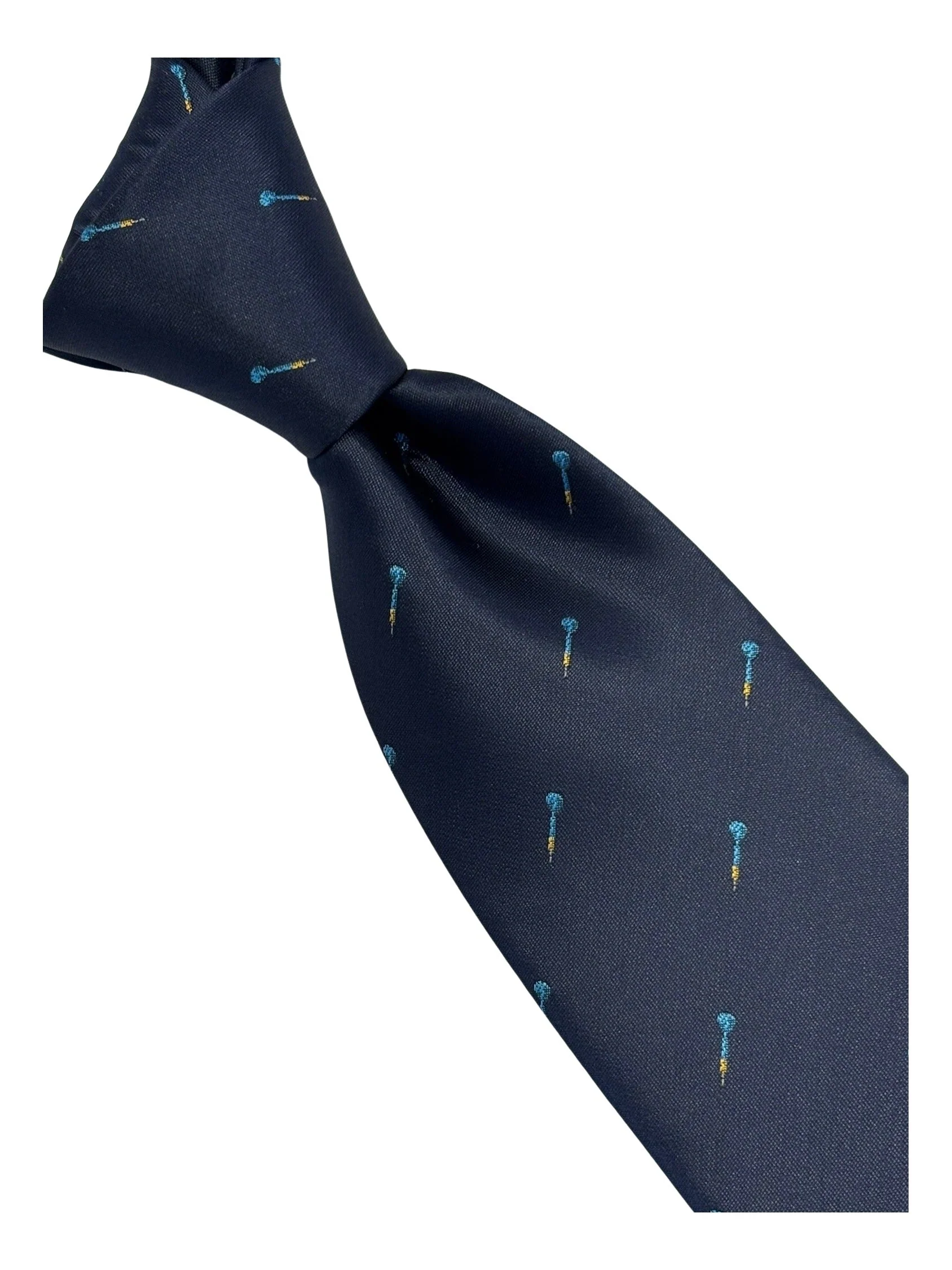 Navy blue mens tie with darts design - Image 6