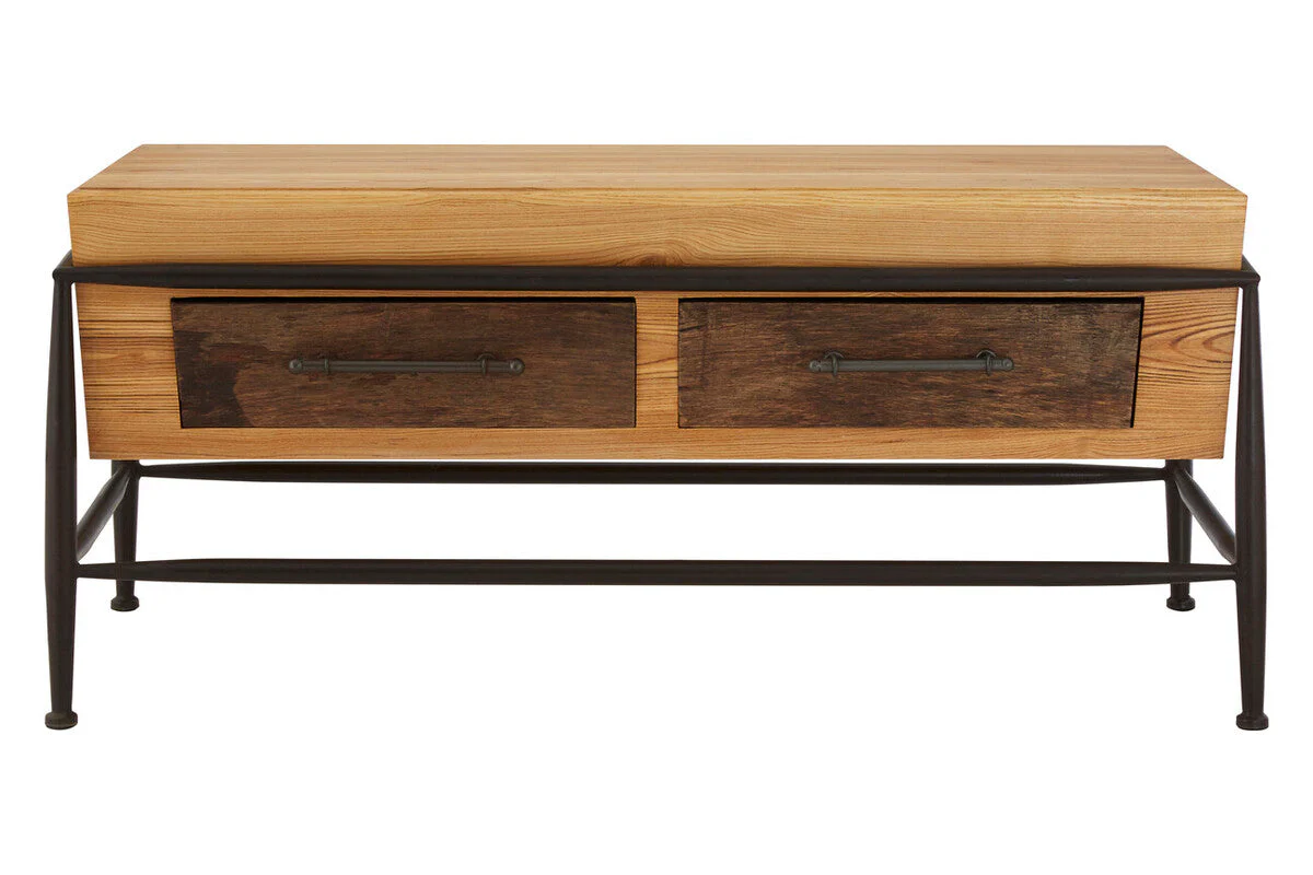 Natural and Brown Wooden Coffee Table with Metal Legs, New Foundry - Image 2
