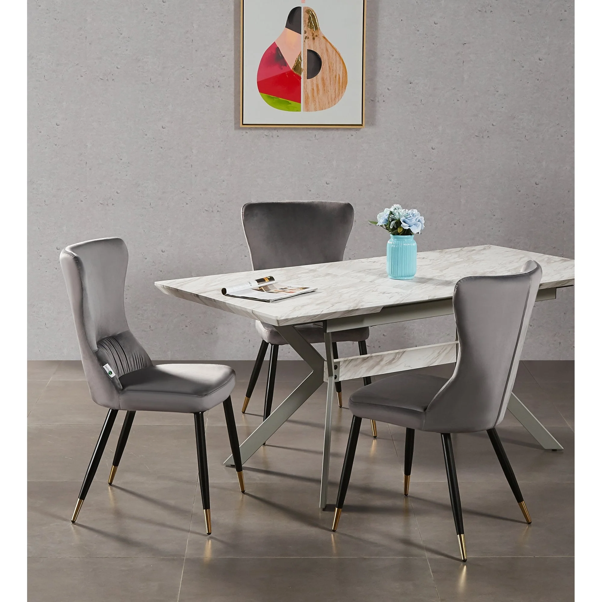 New York LUX Velvet Dining Chair with Metal Legs - Scandinavian Inspired - Image 27