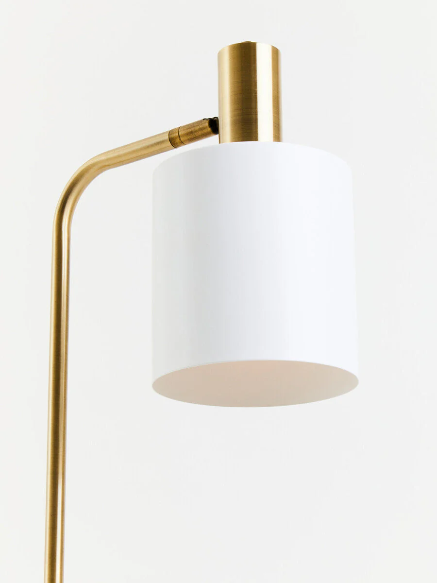 Newton White Marble and Gold Floor Lamp - Image 4