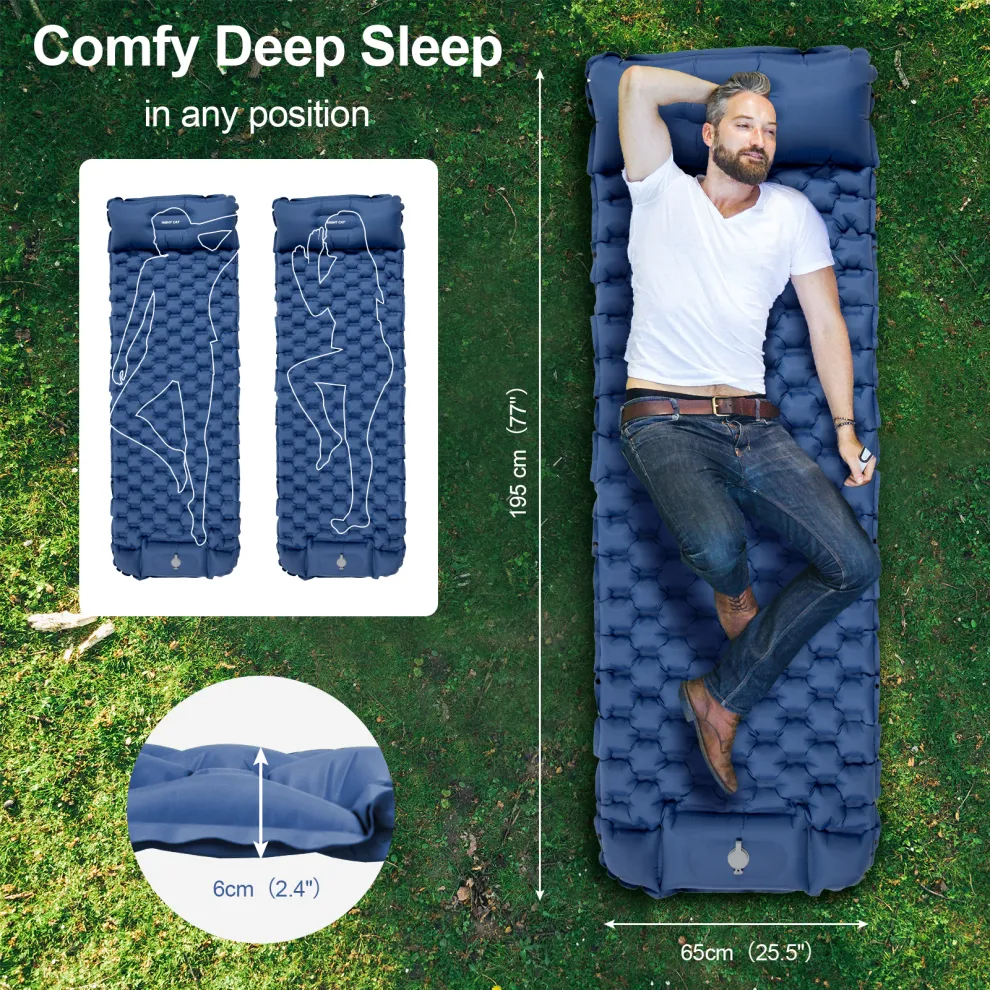 Night Cat Inflatable Sleeping Air Pad with Pillow - Image 6