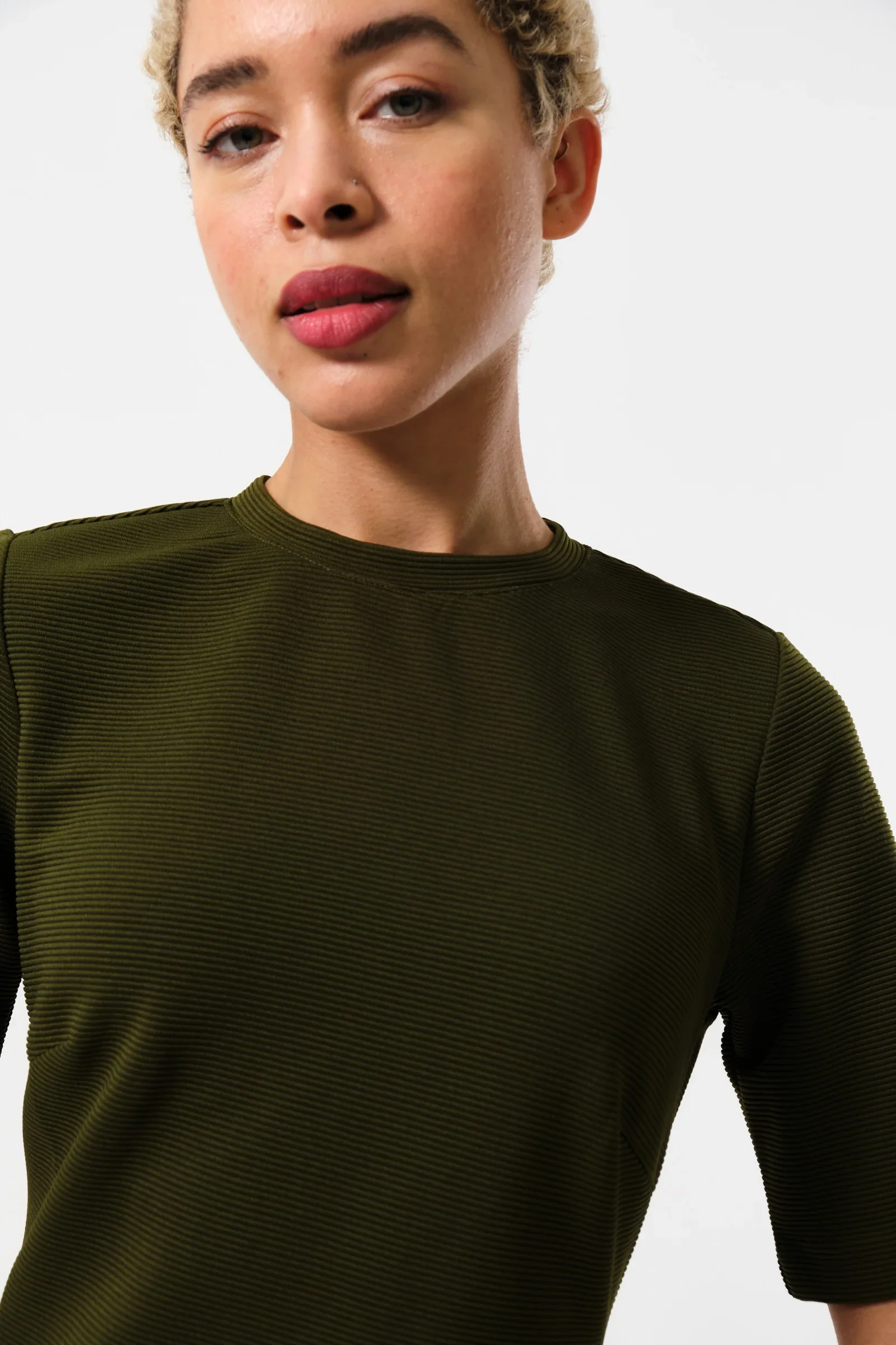 Nila Rib Bodycon Midi Dress - Green - Image 3