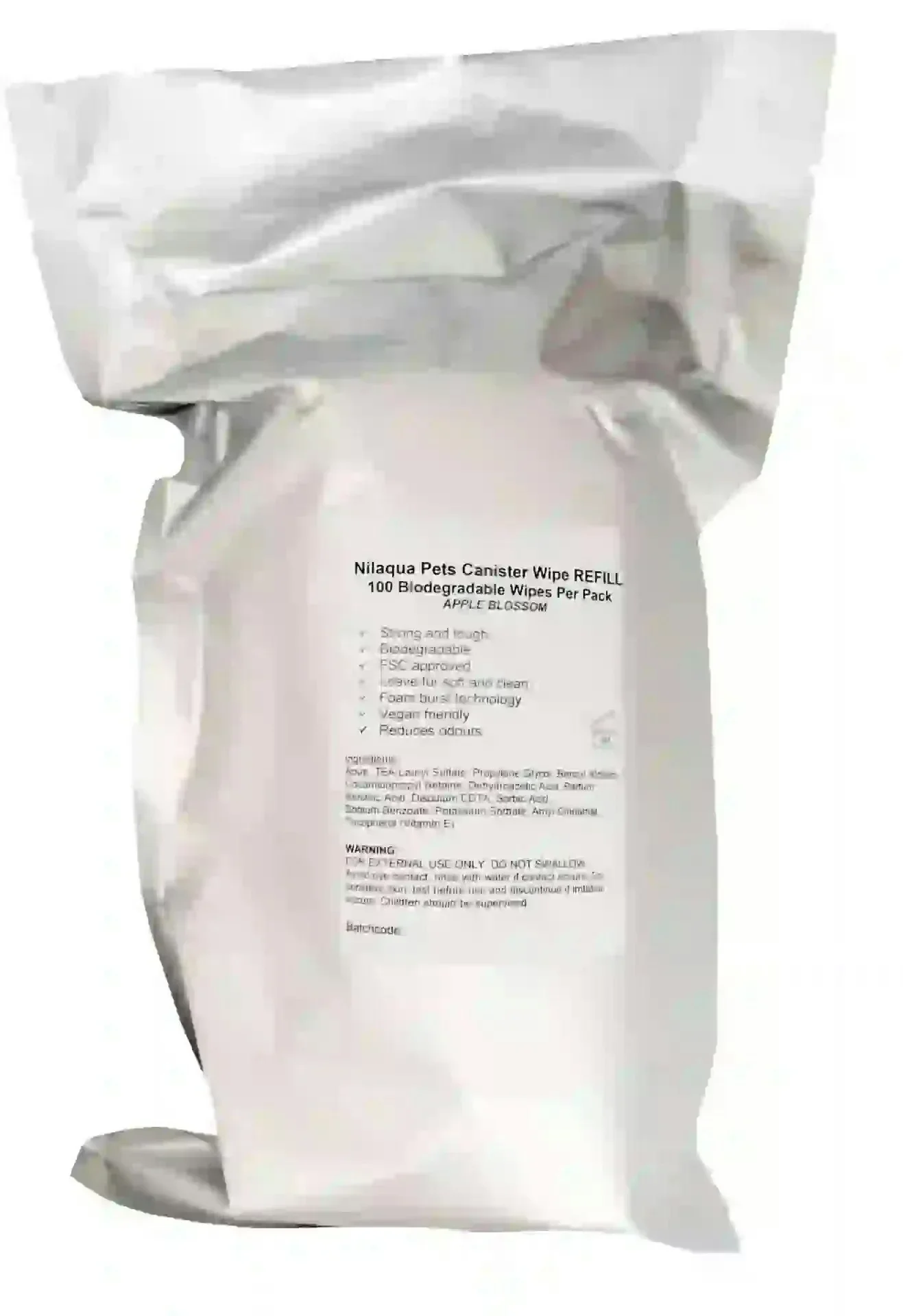 Nilaqua Biodegradable Bamboo Pet Wipes - 100pk Apple Refills