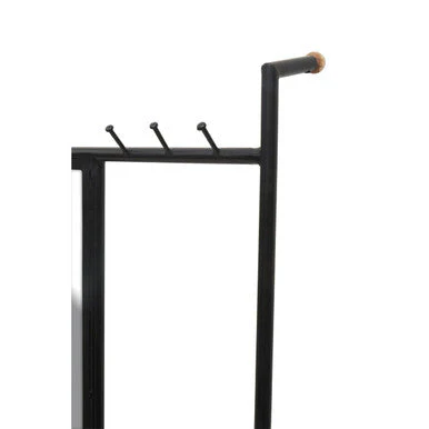 Nirav Black Floor Mirror with Coat Rack - Image 6