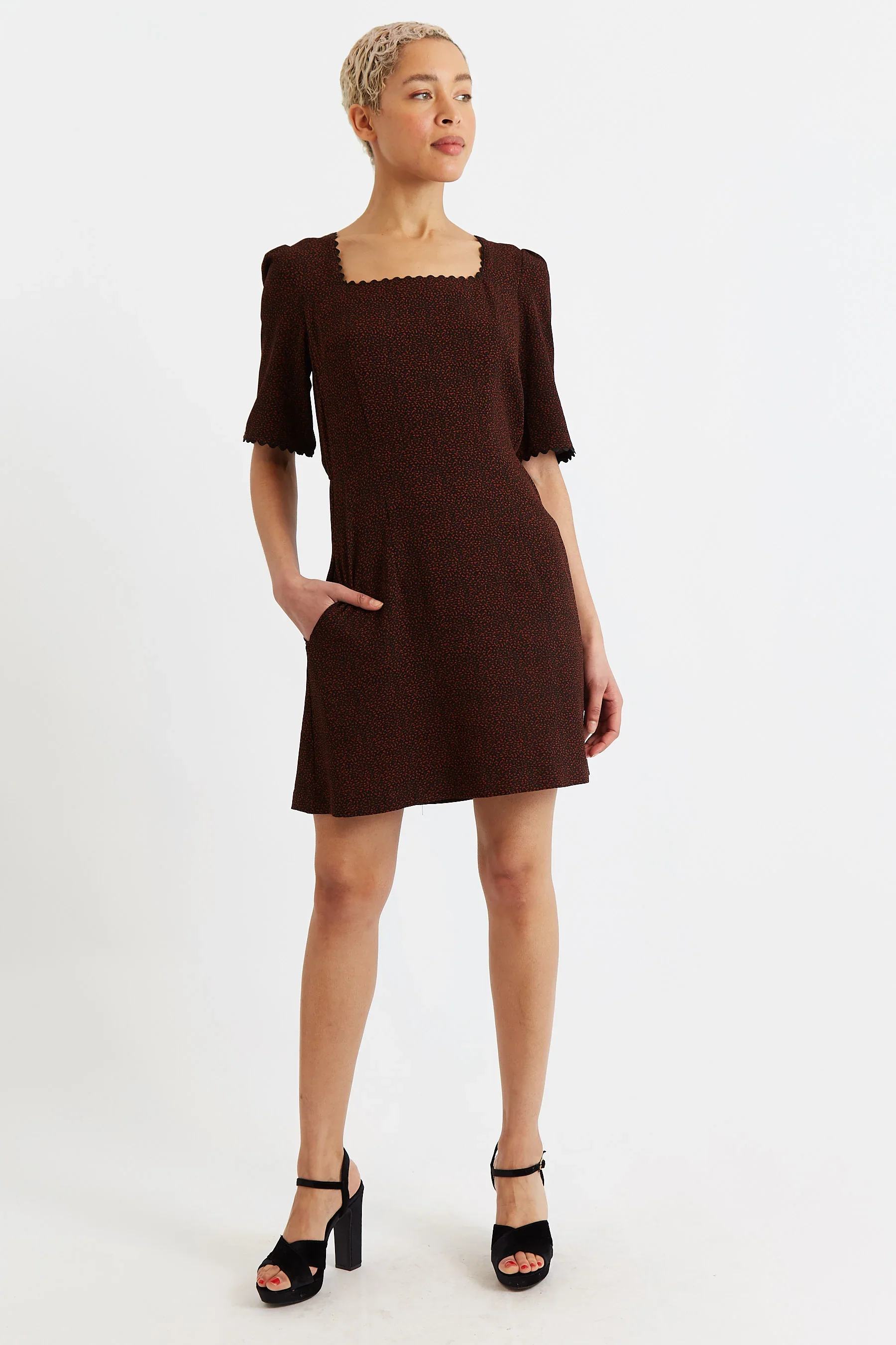 Nova Freckle Print Square Neck MIni Dress - Image 5