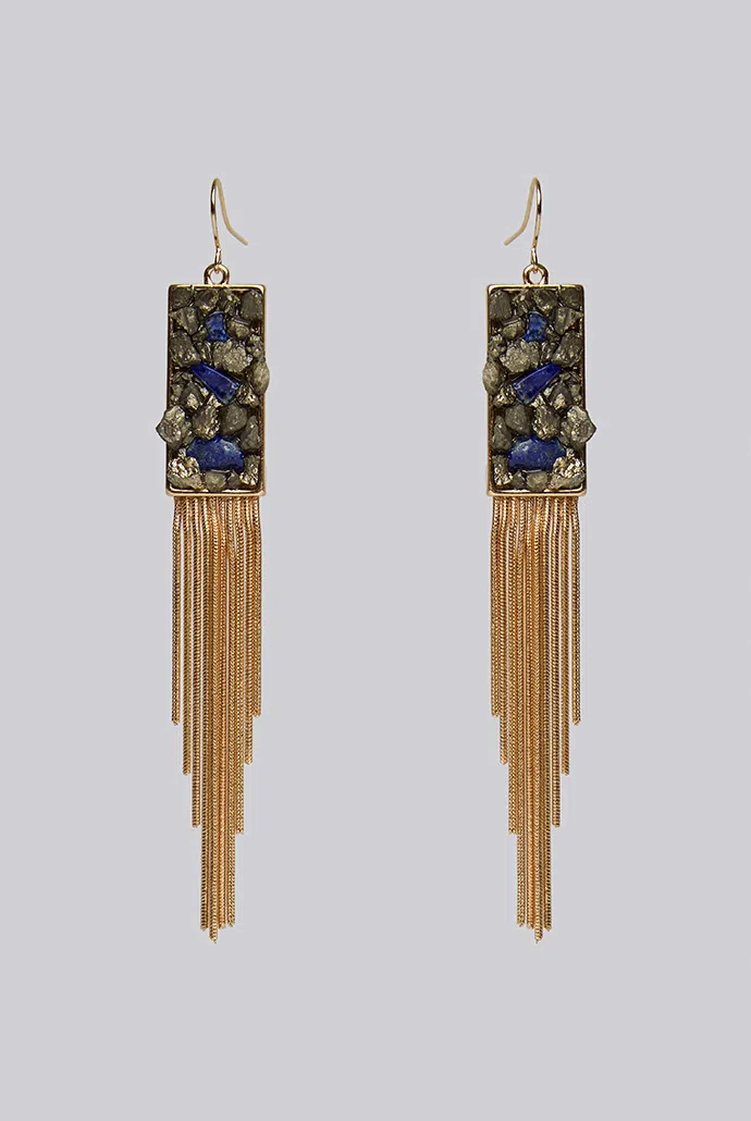 Nova Pendant Drop Tassel Earrings - Image 2