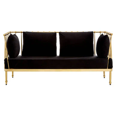 2 Seater Gold Finish Tapered Arms Sofa, Novo - Image 2
