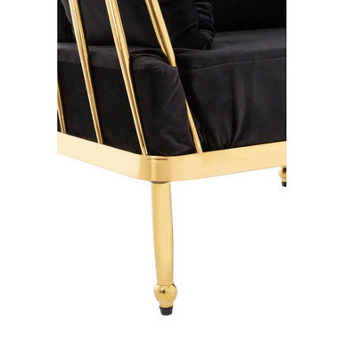 2 Seater Gold Finish Tapered Arms Sofa, Novo - Image 7