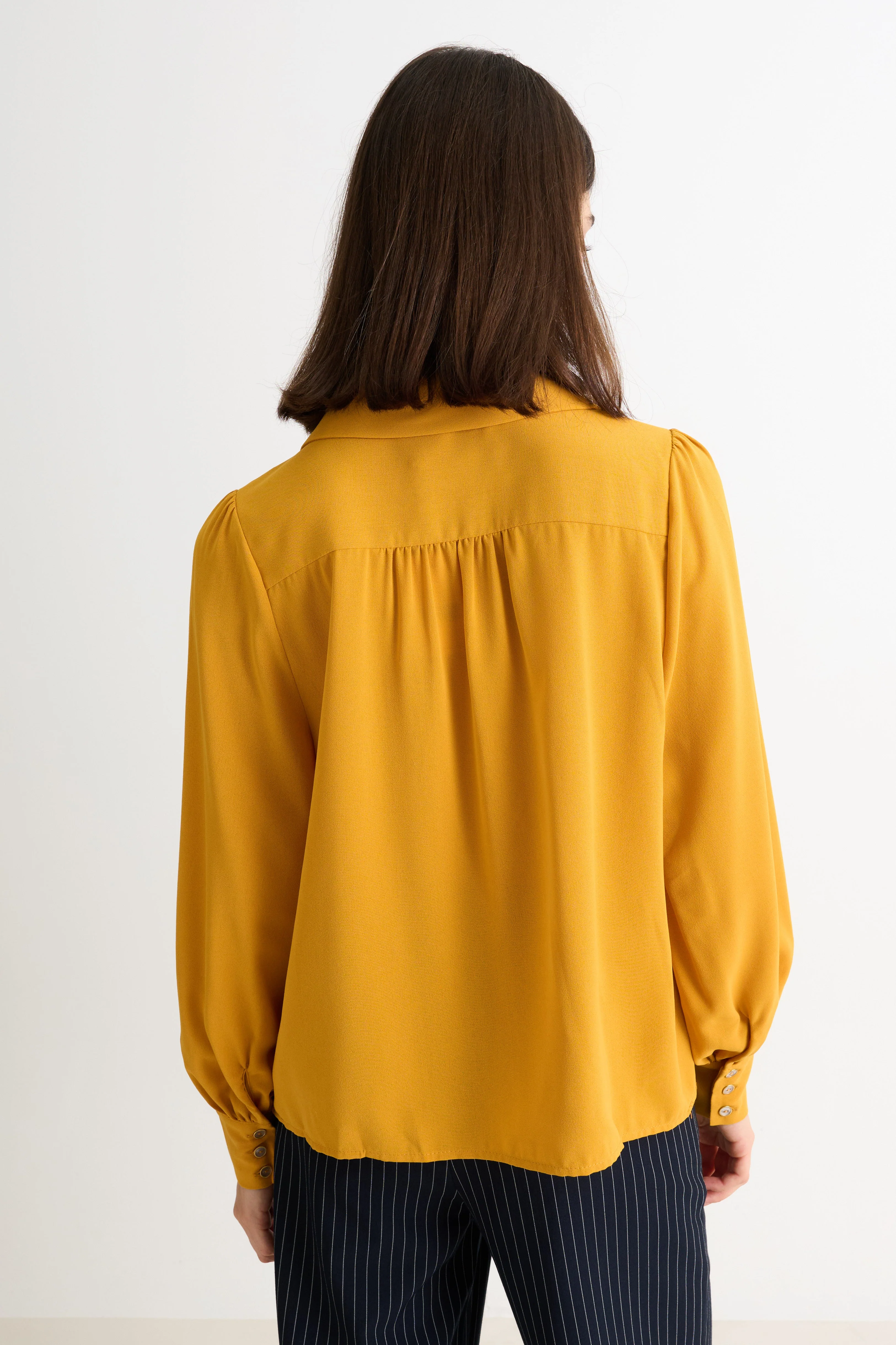 Octavia Crepe Petal Collar Blouse - Mustard - Image 2