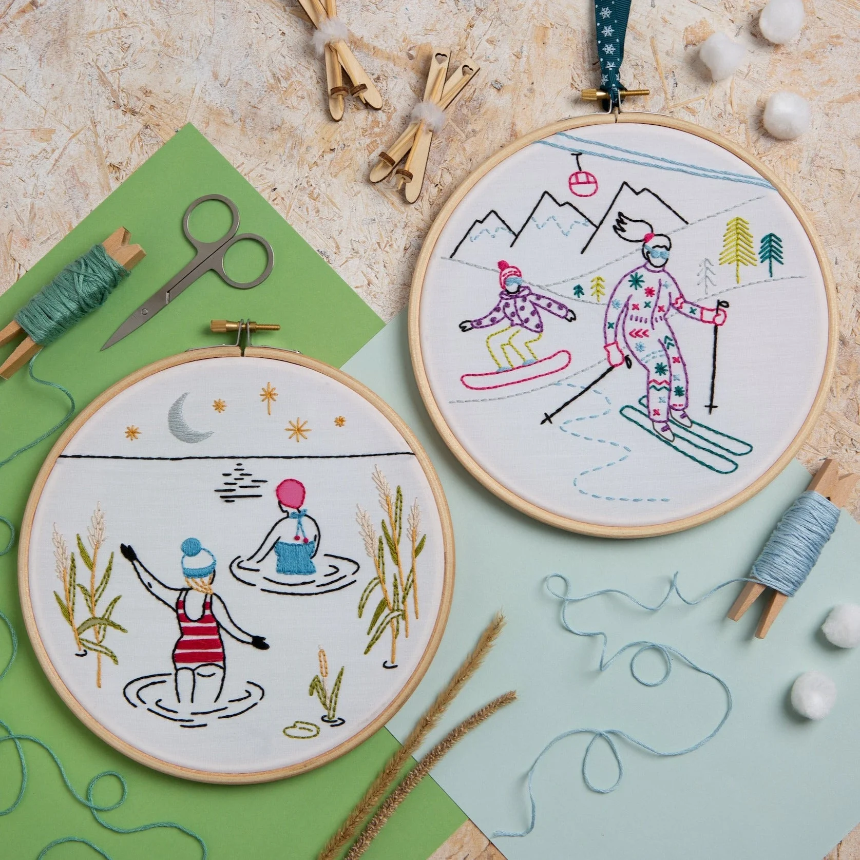 'Off-Piste' Skiing and Snowboarding Embroidery Kit for Beginners - Image 8
