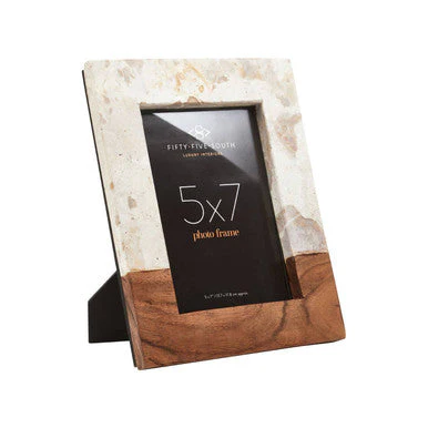 Olena Marble and Acacia 5In X 7In Large Photo Frame - Image 3
