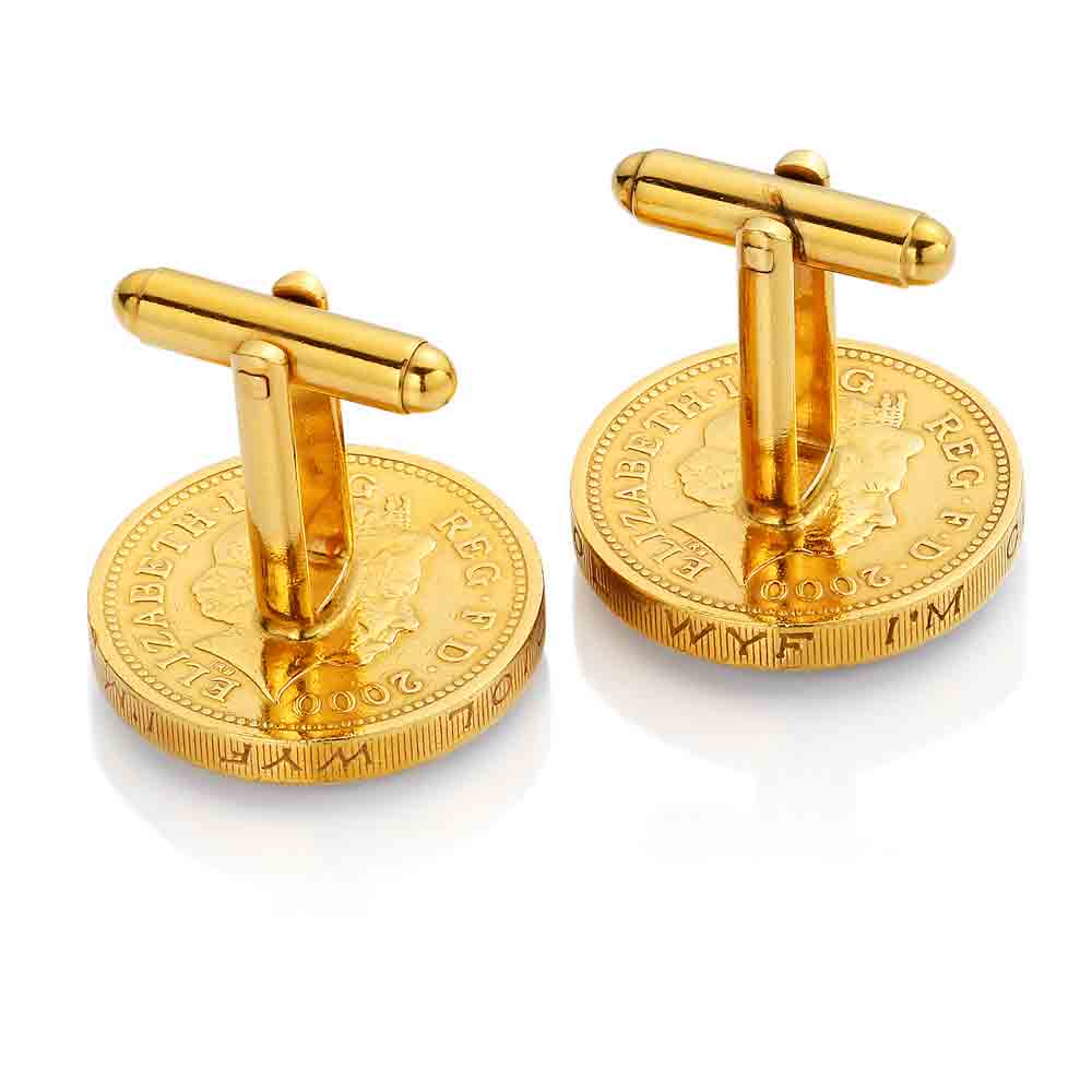 One Pound - Welsh Dragon Design - Enamelled Coin Cufflinks - Image 2