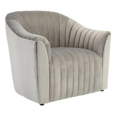 Opel Grey Velvet Armchair - Image 4