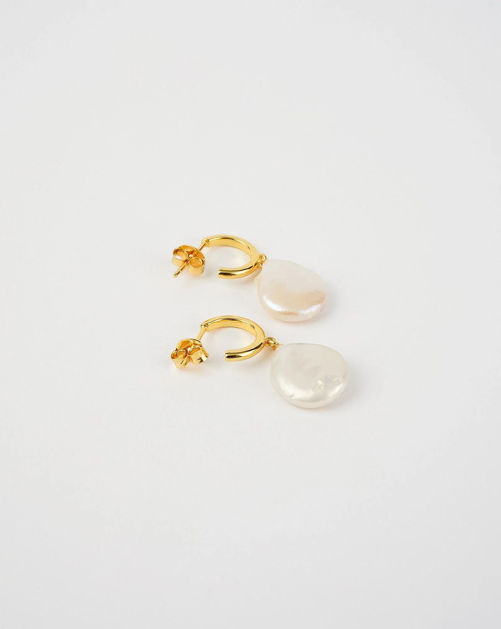 Open Back Flat Pearl Earrings - Image 3