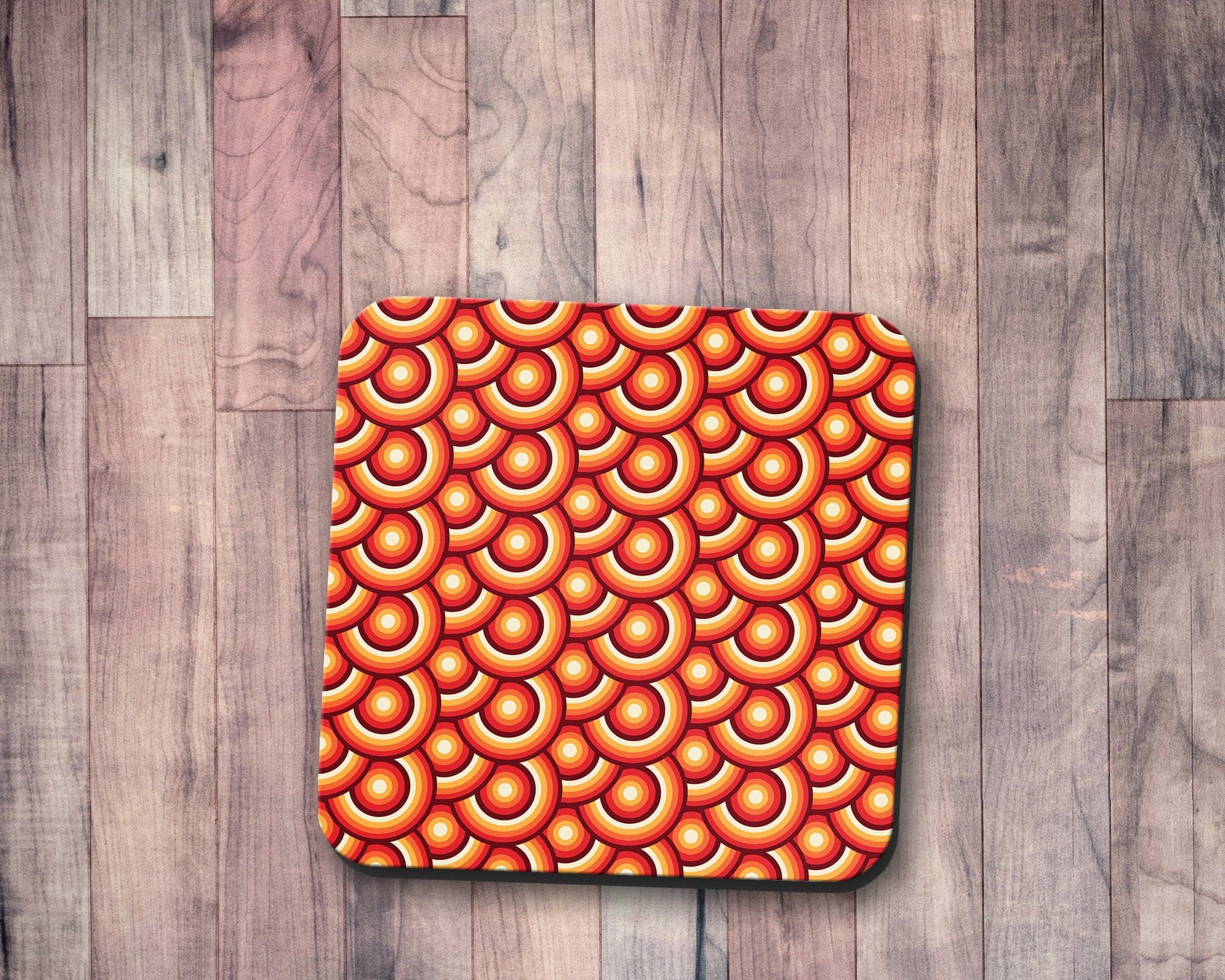 Orange Retro 70's Design Coasters, Table Decor Drinks Mat - Image 2