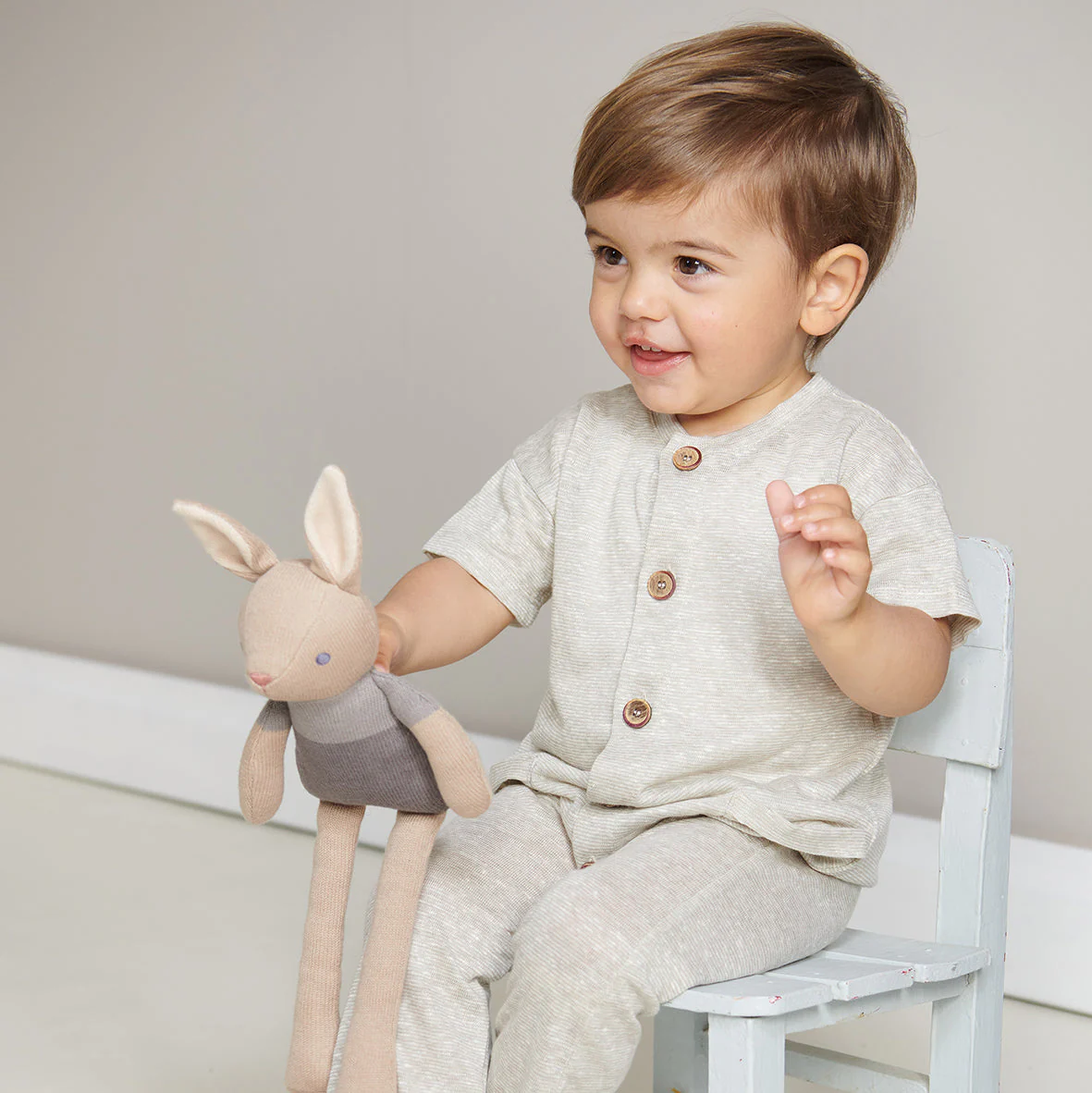 Organic Baby Comforter, Rattle & Doll Set in Taupe + Gift Box - Image 5
