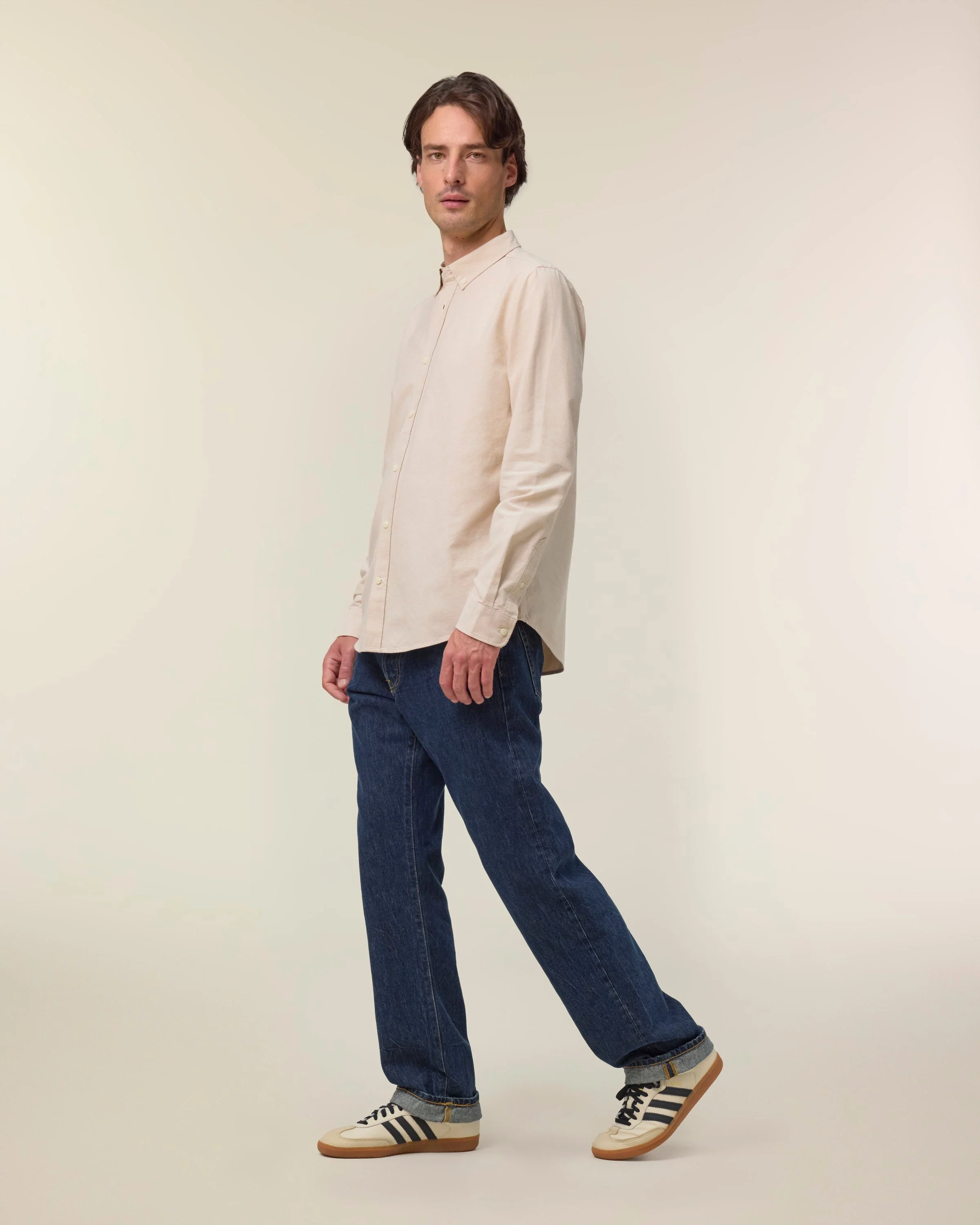 Organic Cotton Oxford Long Sleeve Shirt: Mens - Image 11
