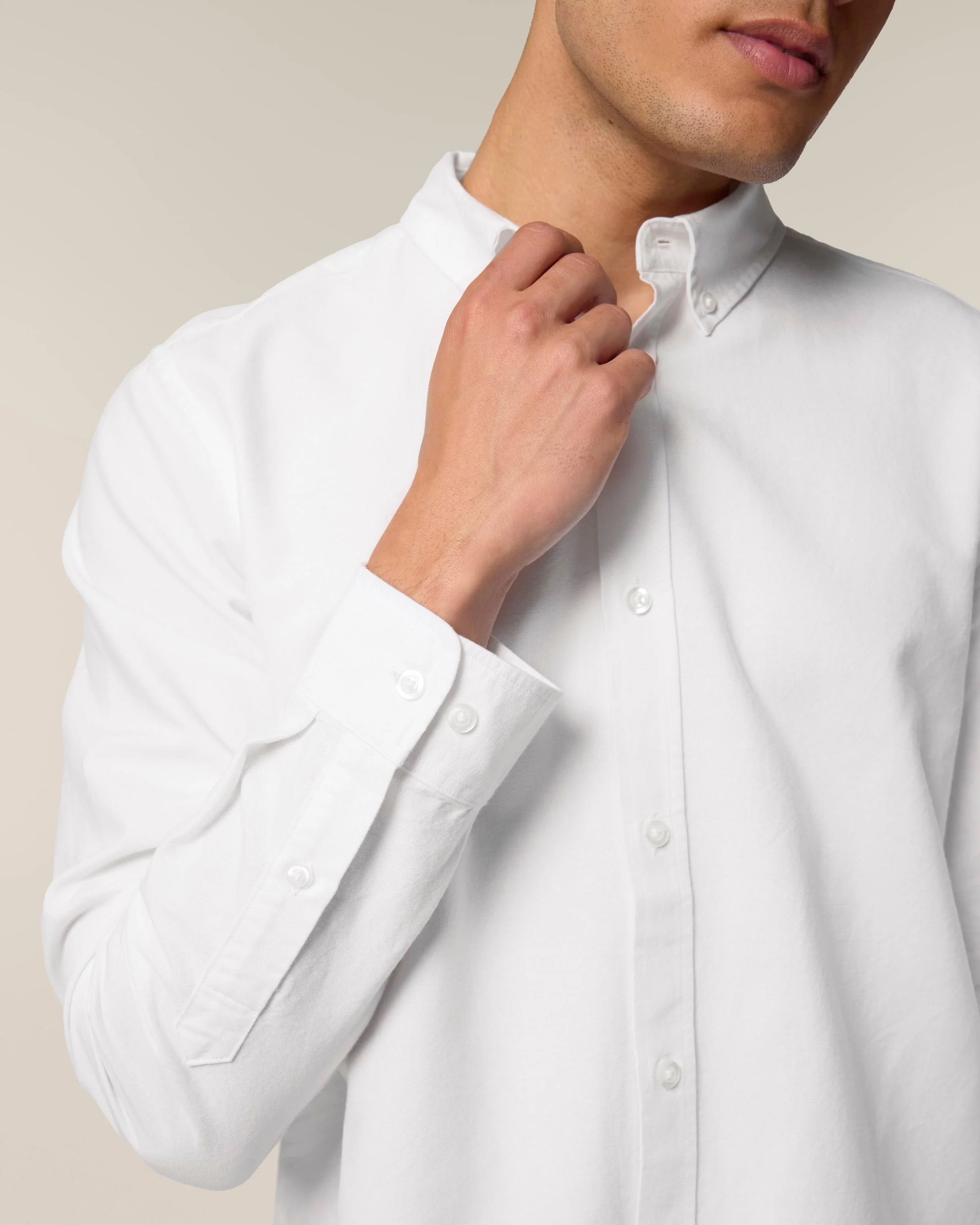 Organic Cotton Oxford Long Sleeve Shirt: Mens - Image 8