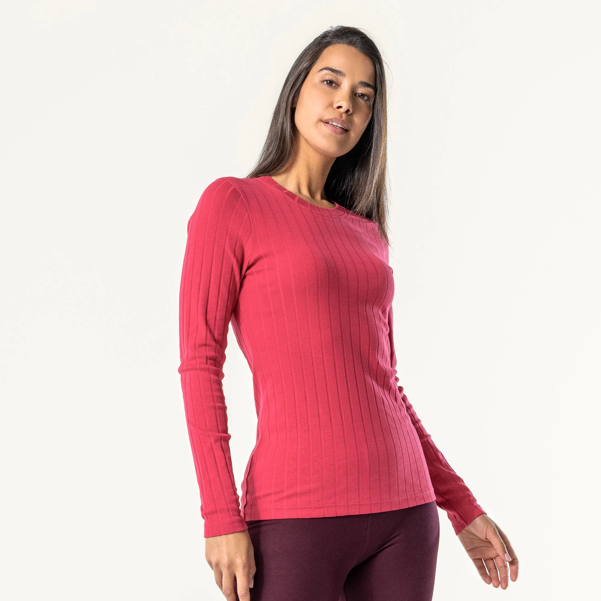 Organic Cotton Ribbed Long Sleeve T-shirt: Womens - Image 4