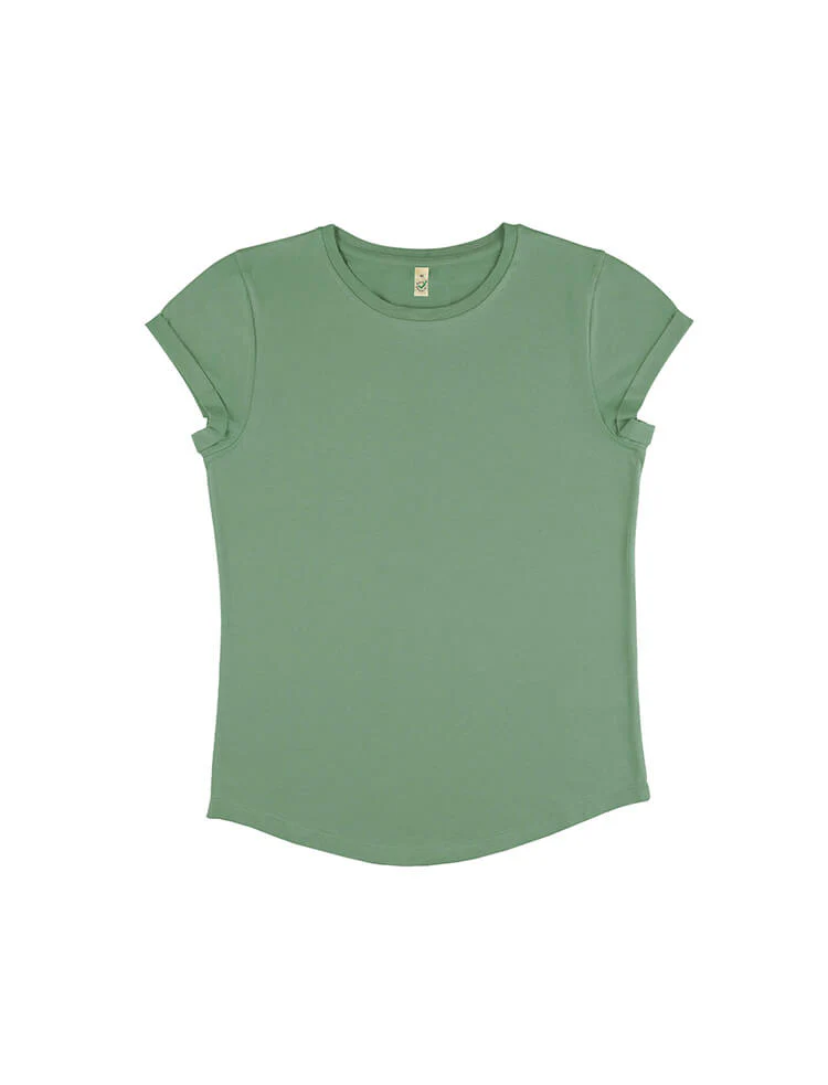 Organic Cotton Rolled Sleeve T-shirt: Womens - Image 14