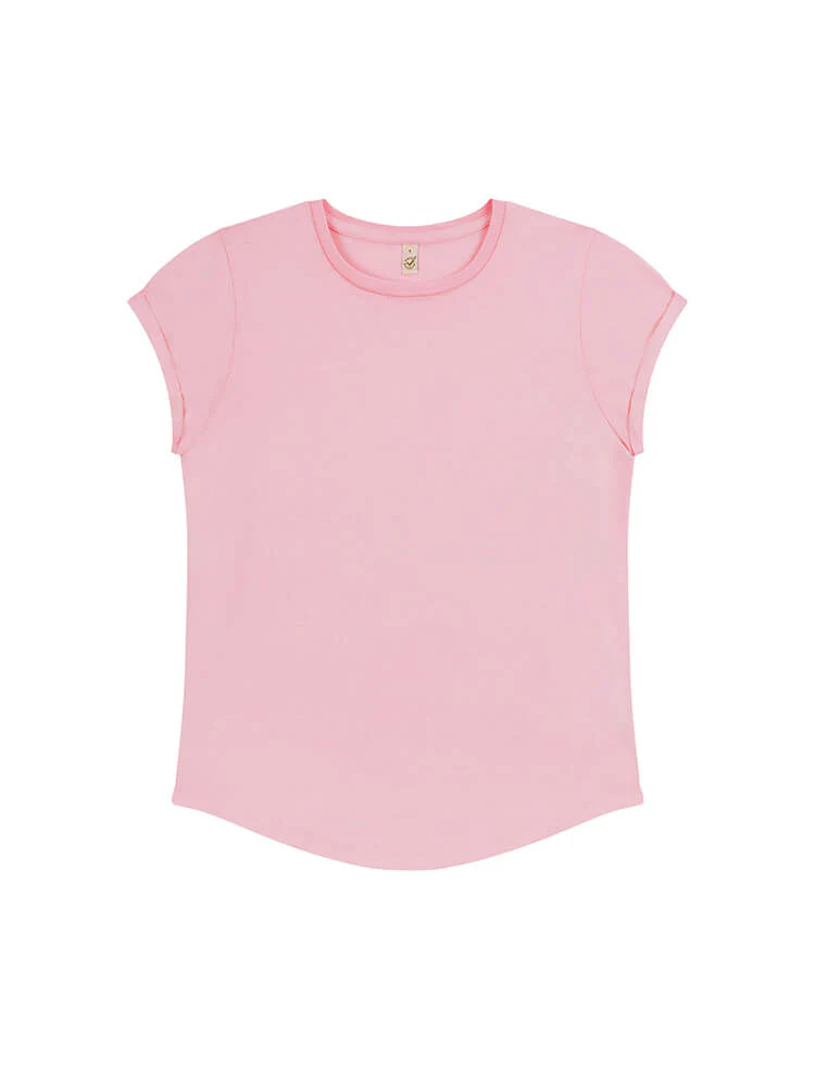 Organic Cotton Rolled Sleeve T-shirt: Womens - Image 16