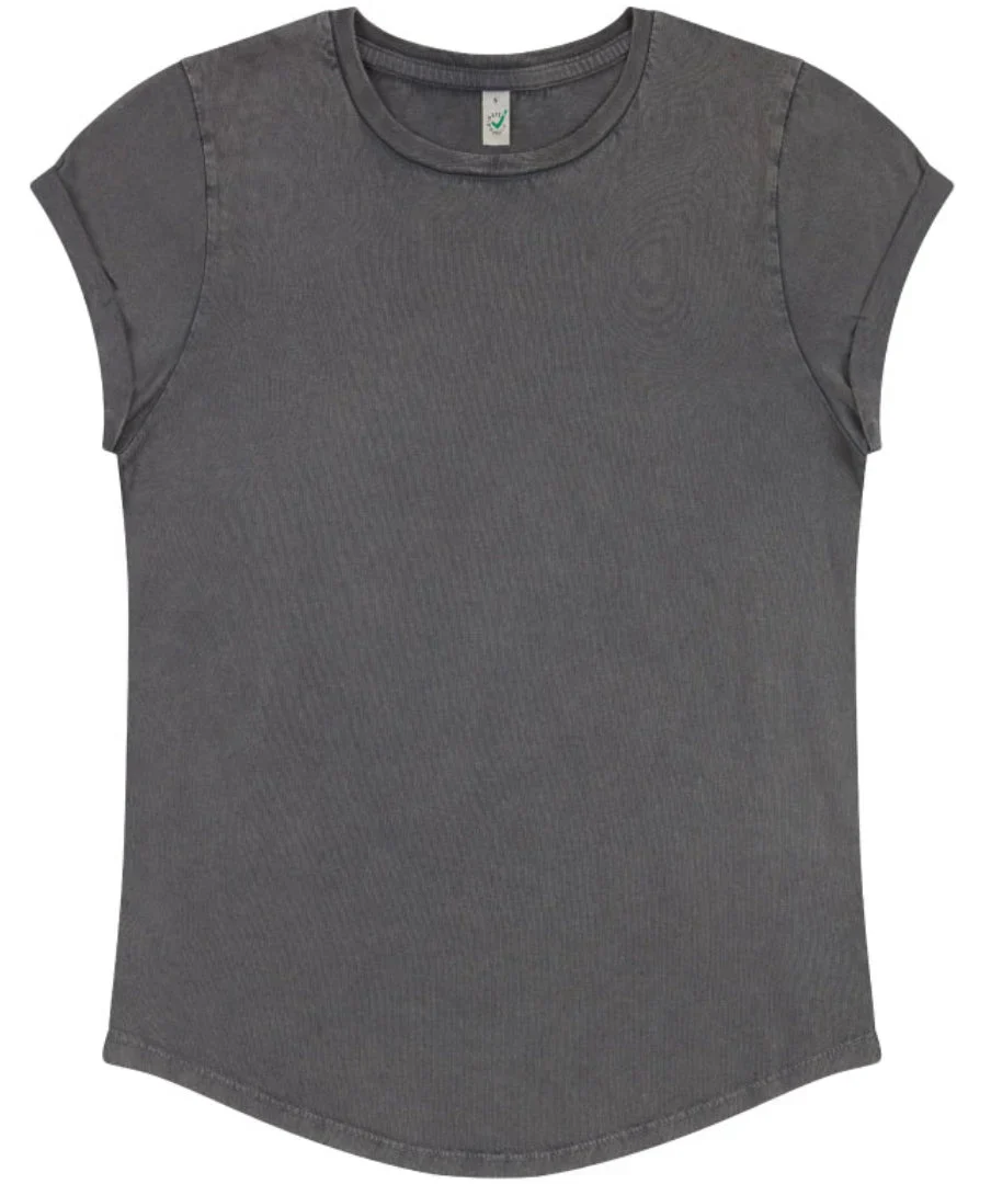 Organic Cotton Rolled Sleeve T-shirt: Womens - Image 19