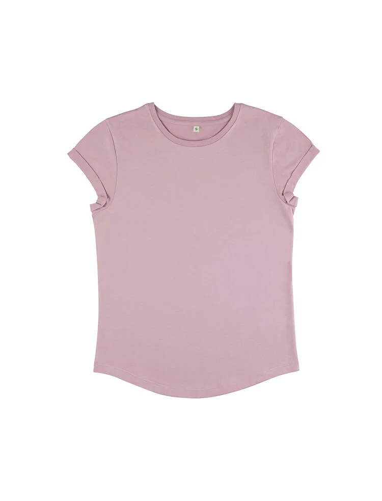Organic Cotton Rolled Sleeve T-shirt: Womens - Image 2