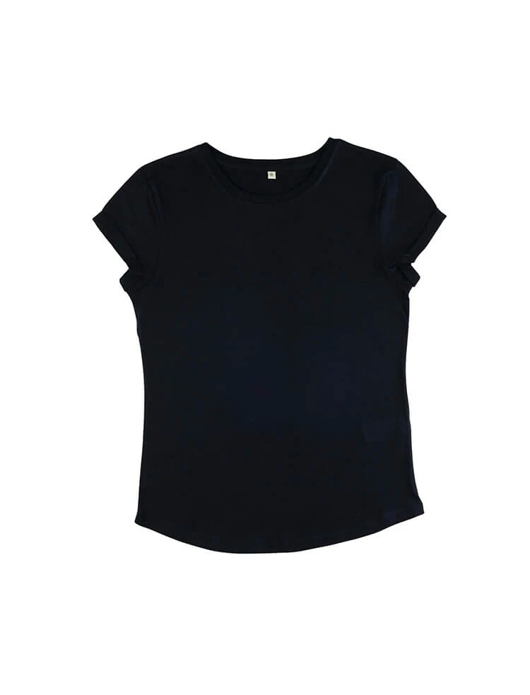 Organic Cotton Rolled Sleeve T-shirt: Womens - Image 3