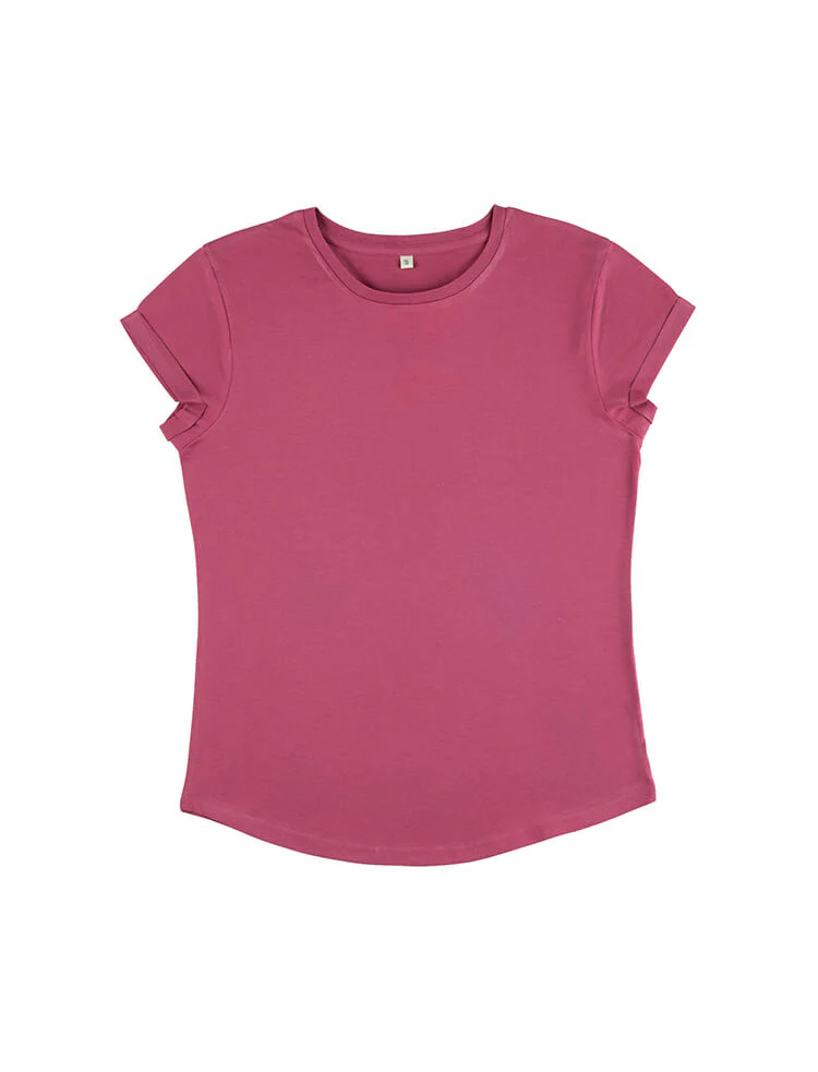 Organic Cotton Rolled Sleeve T-shirt: Womens - Image 5