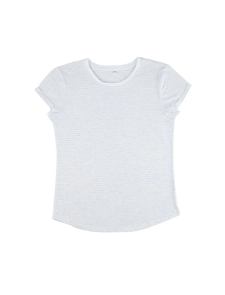 Organic Cotton Rolled Sleeve T-shirt: Womens - Image 6