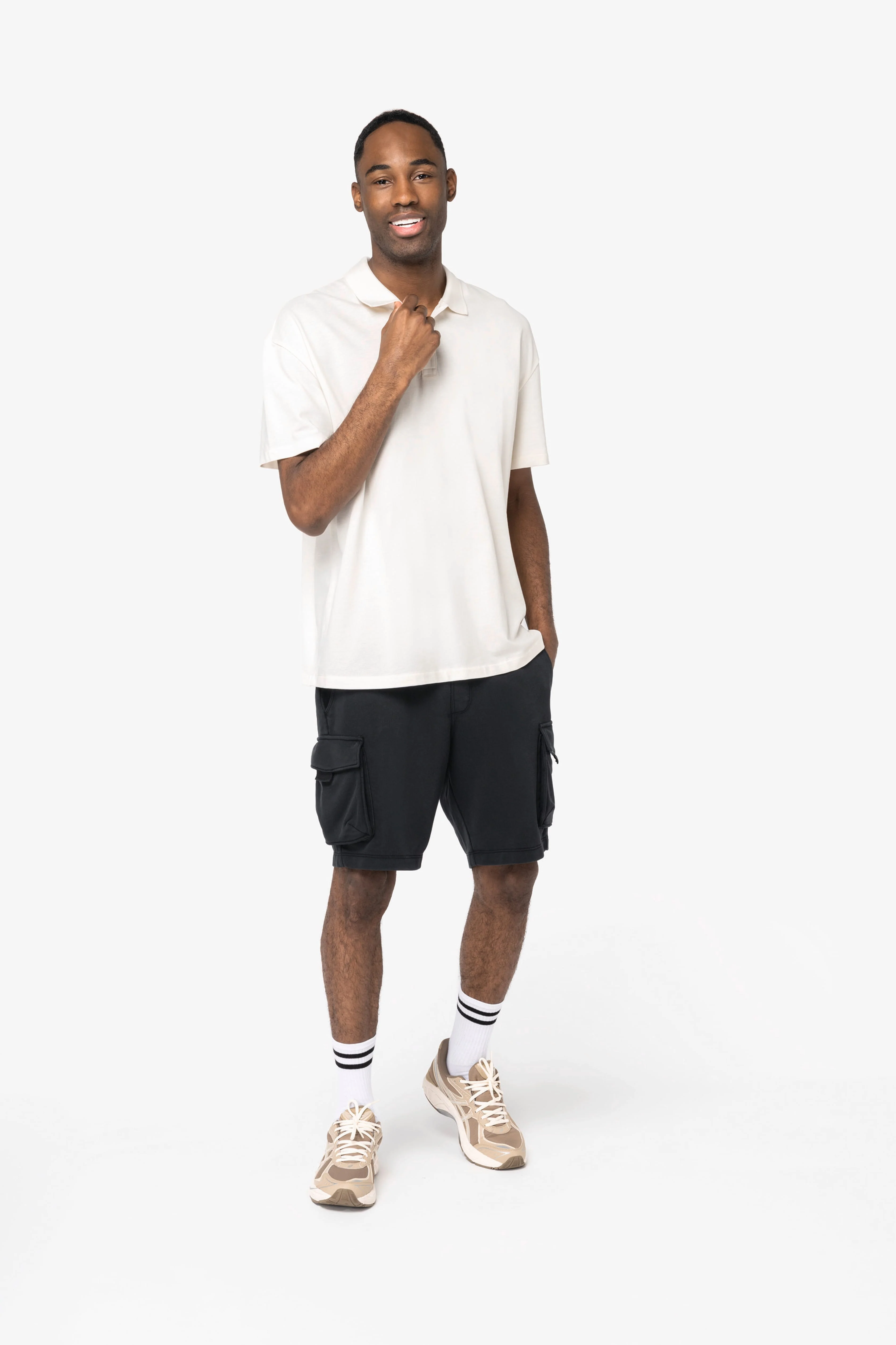 Organic Drop Shoulder Polo Shirt: Mens - Image 4